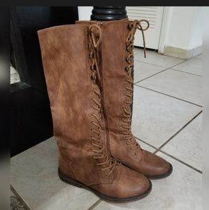 Tall tie up boots
